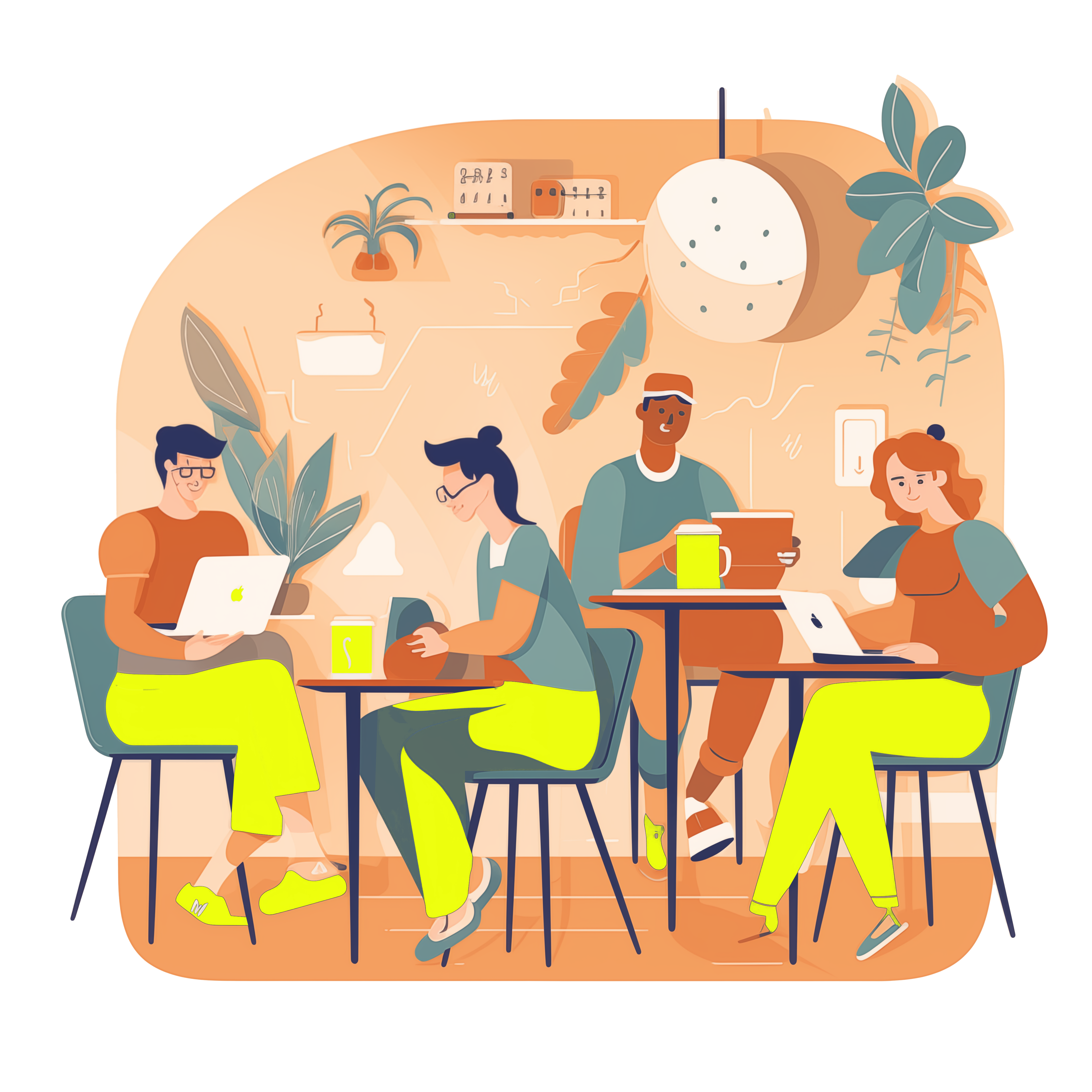 People working together in a café